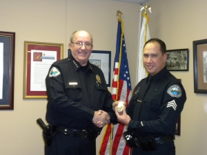 Chief Dan Watson and newly promoted Sergeant Rick Moberly.