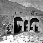 Alabama Gates: The workers in the Alabama Gates Construction Camp occupied the camp in 1912-13, and built the gates, above, and the concrete-lined section of the LA Aqueduct. Photo courtesy Eastern California Museum 