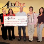 Those shown in photo (left to right): Claudia Grayson; AltaOne Supervisor Dina Polis; ICARE President Ted Schade; Dawn Conway; and Seanna Inderbieten  [photo by Lisa Schade of ICARE] 