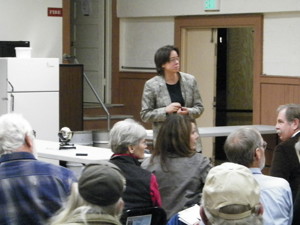 CEC Commissioner Karen Douglas speaks. Sitting to the extreme right is Jim Kenna, State BLM Director.  