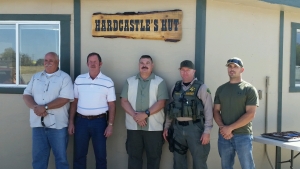 left – right, Undersheriff Keith Hardcastle, Sheriff Bill Lutze, Former SAR Coordinator Terry Waterbury, Assistant SAR Coordinator Deputy Brian Hohenstein, SAR Coordinator Deputy Nate Derr.