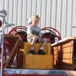 The next generation of  Big Pine firefighters Kevin Freeman, 4, on the department's 1946 fire engine.   