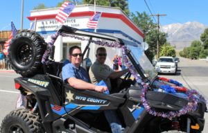 Bishop Police Office Josh Ellsworth riding with Inyo County Sheriff Jeff Hollowell