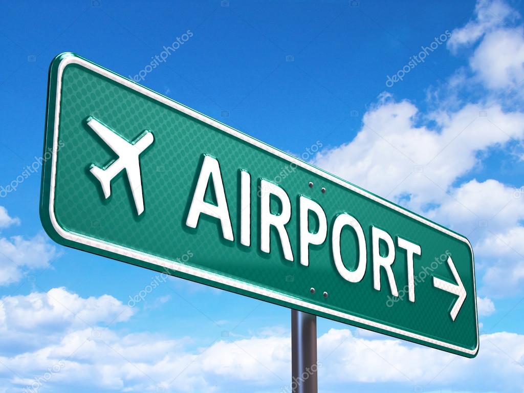 Airport sign with arrow