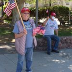 MAGA hats and flags at protest