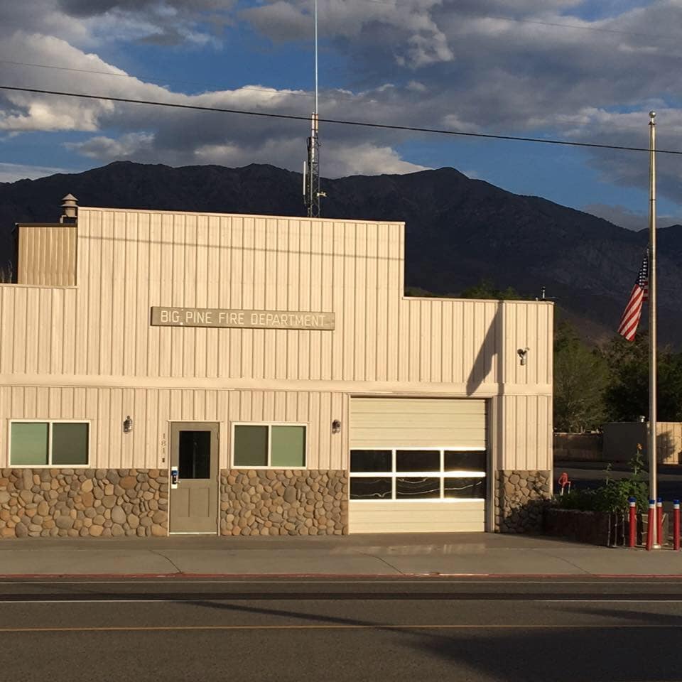 Big Pine Fire Department flag at half mast