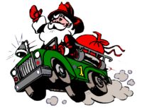 Santa on Green Truck