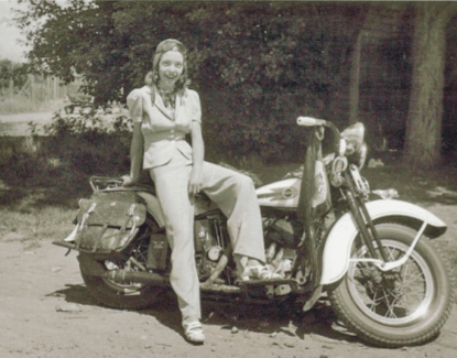 Roma McCoy and motorcycle