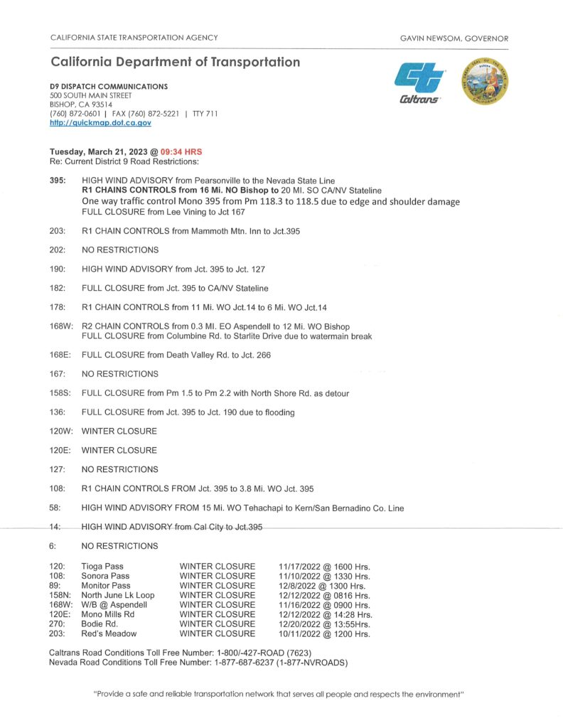 CALTRANS ROAD CONDITIONS UPDATE US 395 MARCH 21 10 00 AM   D9.Dispatch@dot.ca .gov 20230321 084041 1 792x1024 