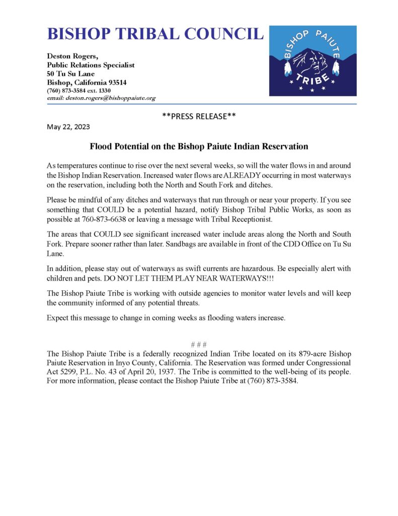 Flood Potential on the Bishop Paiute Indian Reservation 2