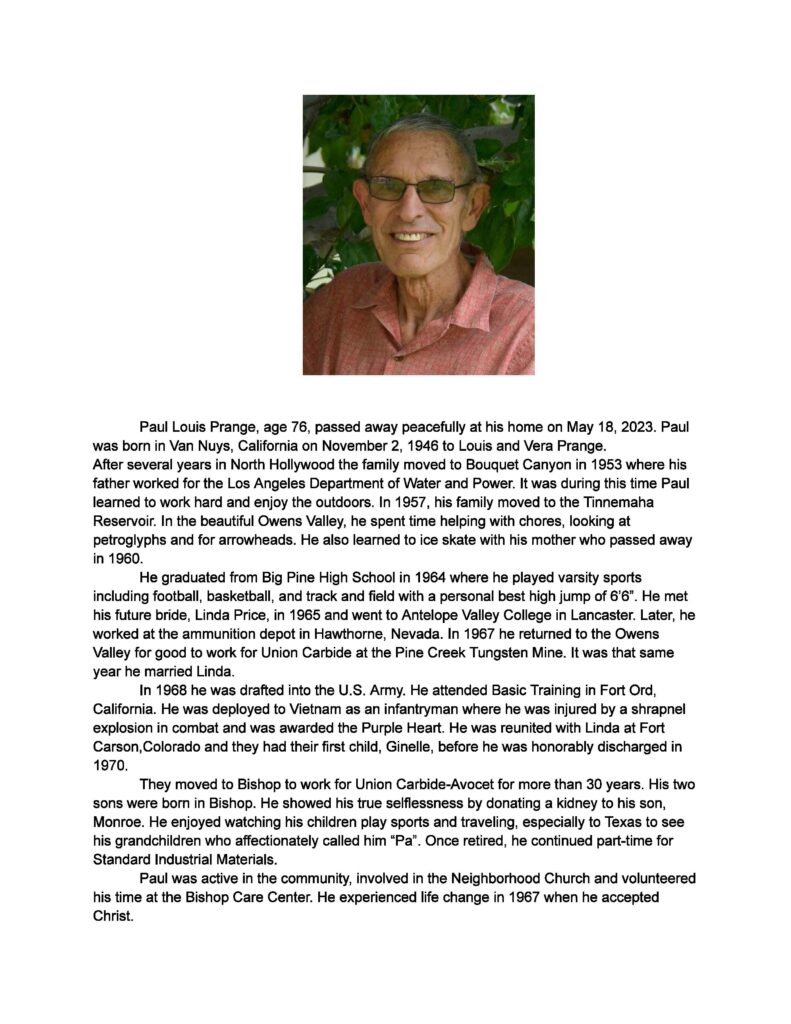 Obituary for Paul Louis Prange Page 1