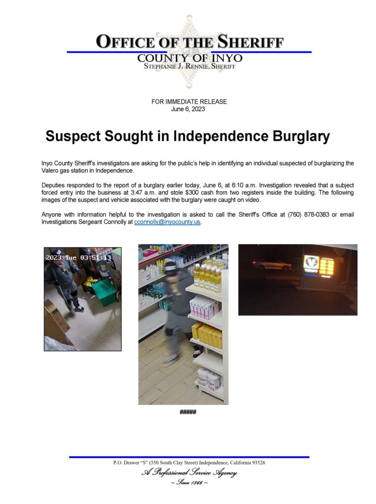 For Immediate Release Burglary Suspect Sought