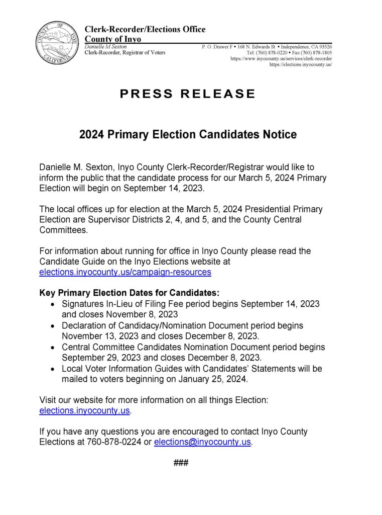 2024 Primary Election Candidates Notice